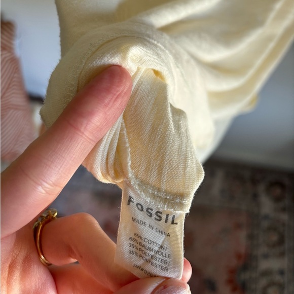 Fossil Embroidered Tank Top Cream Beige Sleeveless Boho Style Size S - Picture 4 of 7